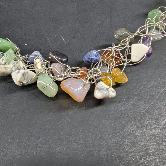 Homemade Crochet Jewelry Wire Necklace with Multicolor Beads 23" Long Lot of 6 - Picture 10 of 10